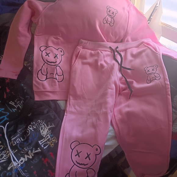 Pink Bear Graphic Men's Sweatpants - Picture 1 of 2